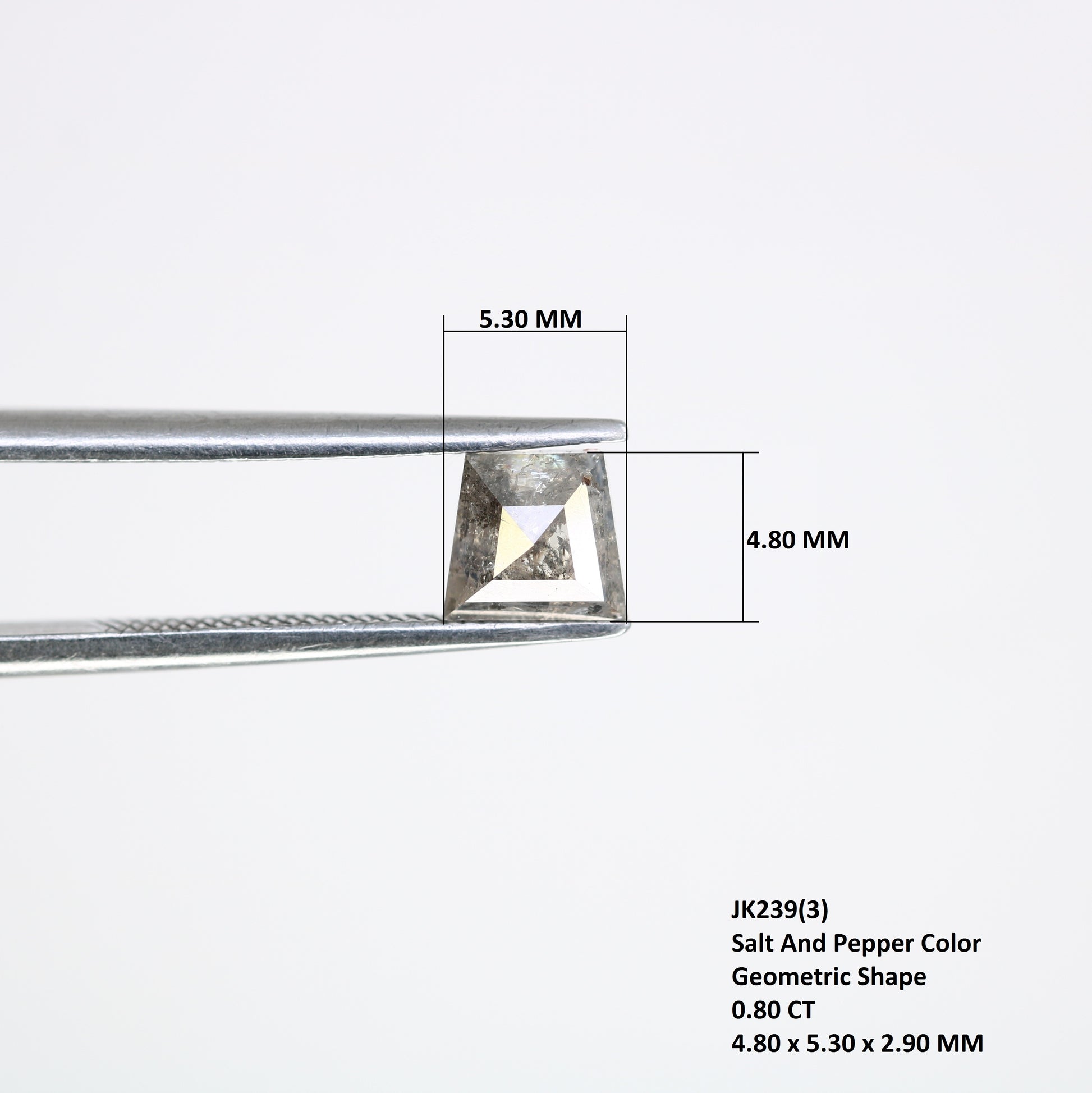 0.80 CT Geometric Shaped Loose Salt And Pepper 4.80 MM Diamond For Wedding Ring - JayKrishna Diamond