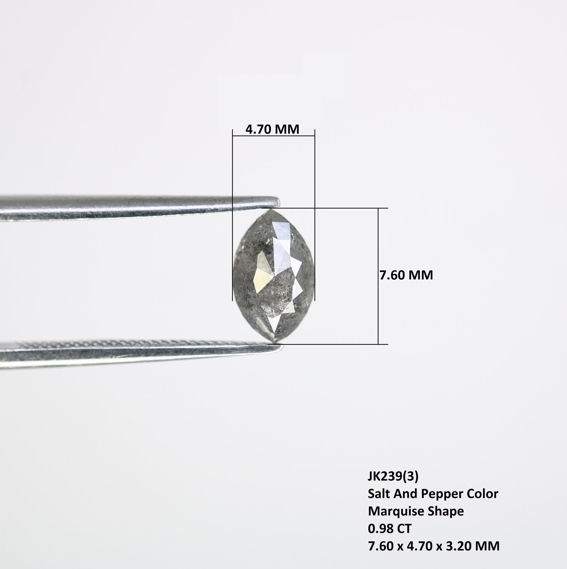 0.98 CT 7.60 MM Marquise Shape Salt And Pepper Diamond For Engagement Ring - JayKrishna Diamond