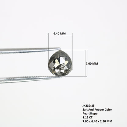 1.15 CT Salt And Pepper 7.00 MM Pear Shape Diamond For Engagement Ring - JayKrishna Diamond