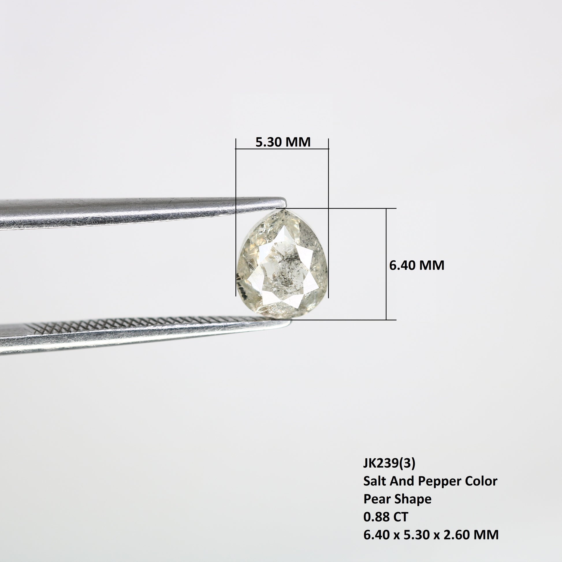 0.88 CT Pear Shape 6.40 MM Salt And Pepper Diamond For Engagement Ring - JayKrishna Diamond