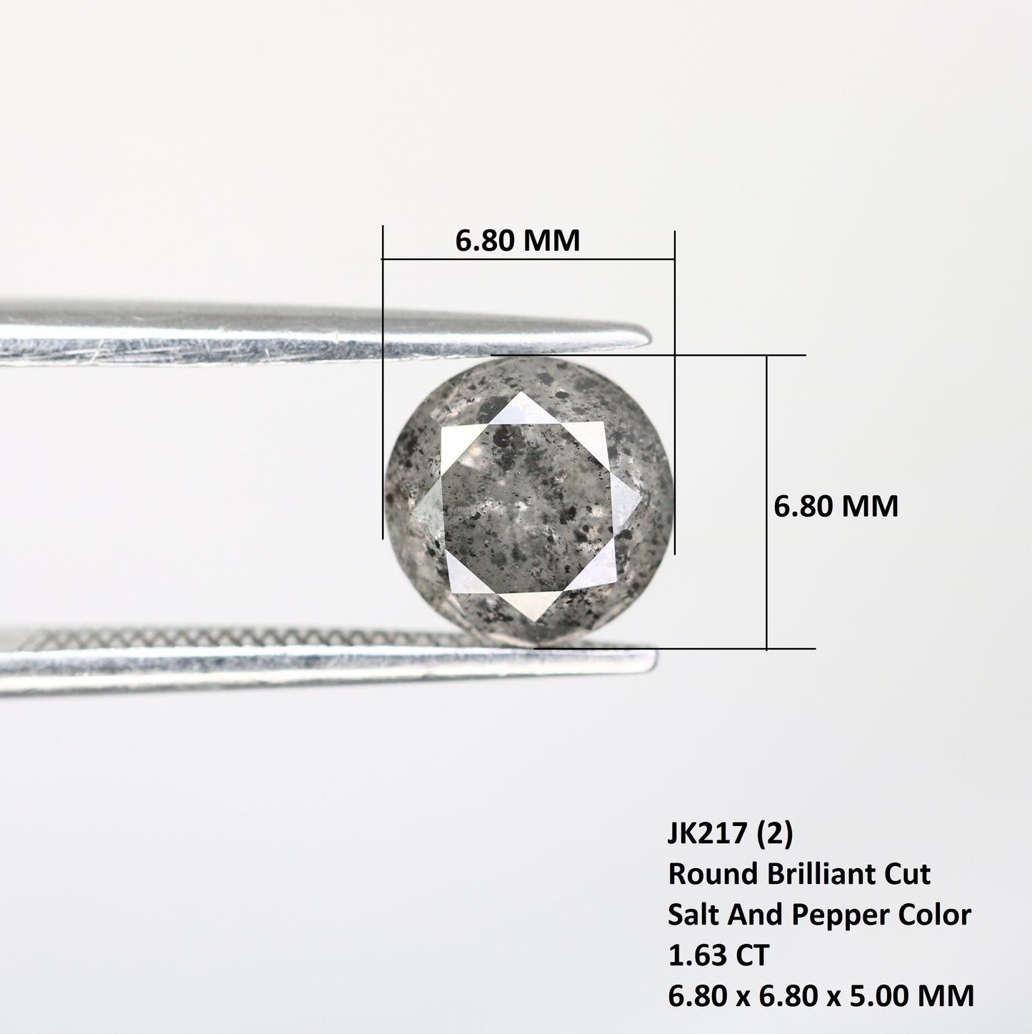 1.63 CT Round Brilliant Cut Salt And Pepper Diamond For Engagement Ring - JayKrishna Diamond