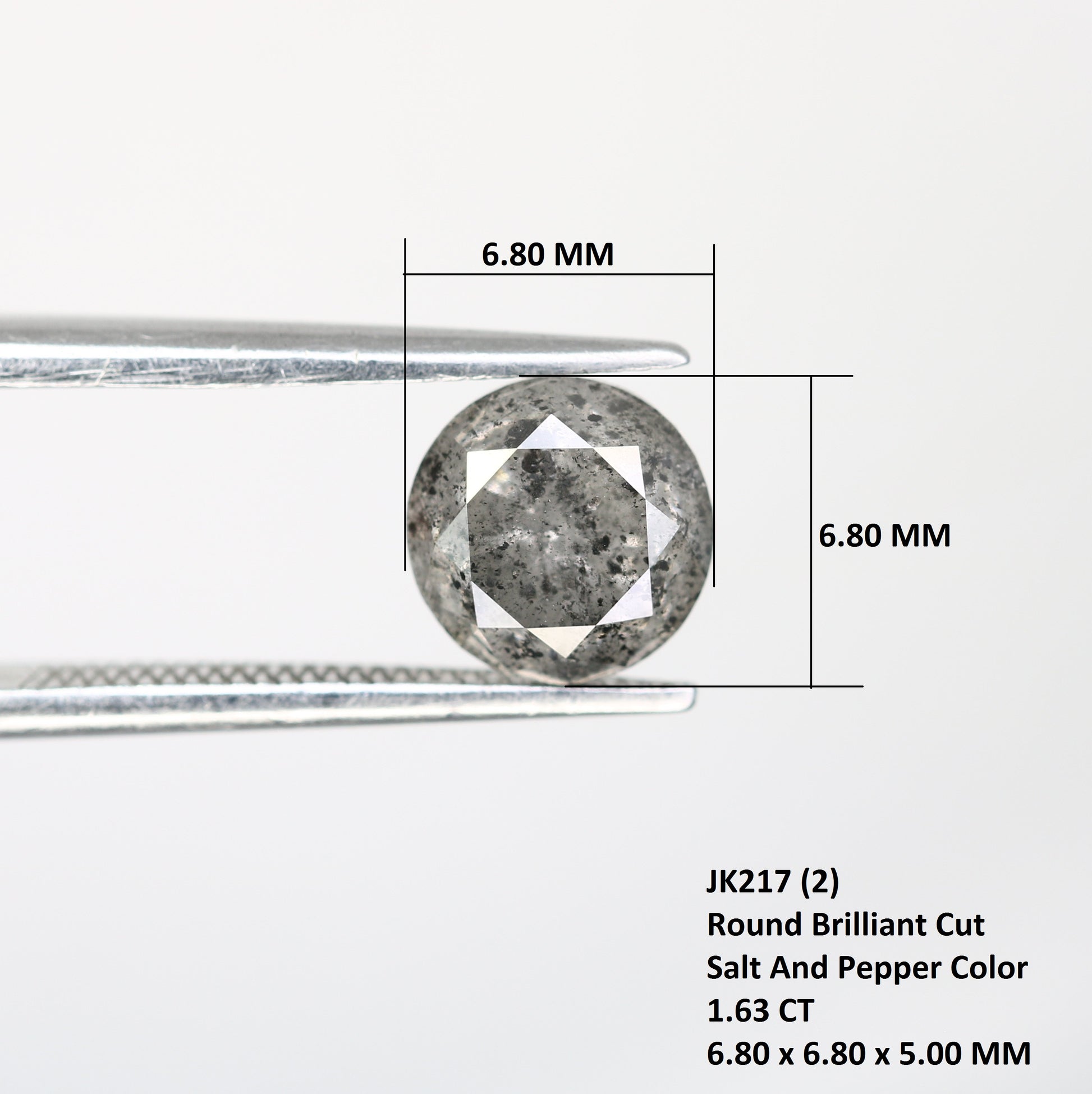 1.63 CT Round Brilliant Cut Salt And Pepper Diamond For Engagement Ring - JayKrishna Diamond