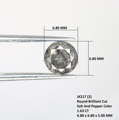 1.63 CT Round Brilliant Cut Salt And Pepper Diamond For Engagement Ring - JayKrishna Diamond