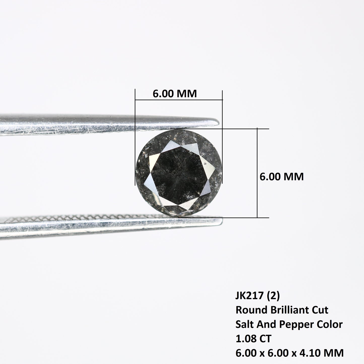 1.08 CT Salt And Pepper Round Brilliant Cut Diamond For Engagement Ring - JayKrishna Diamond