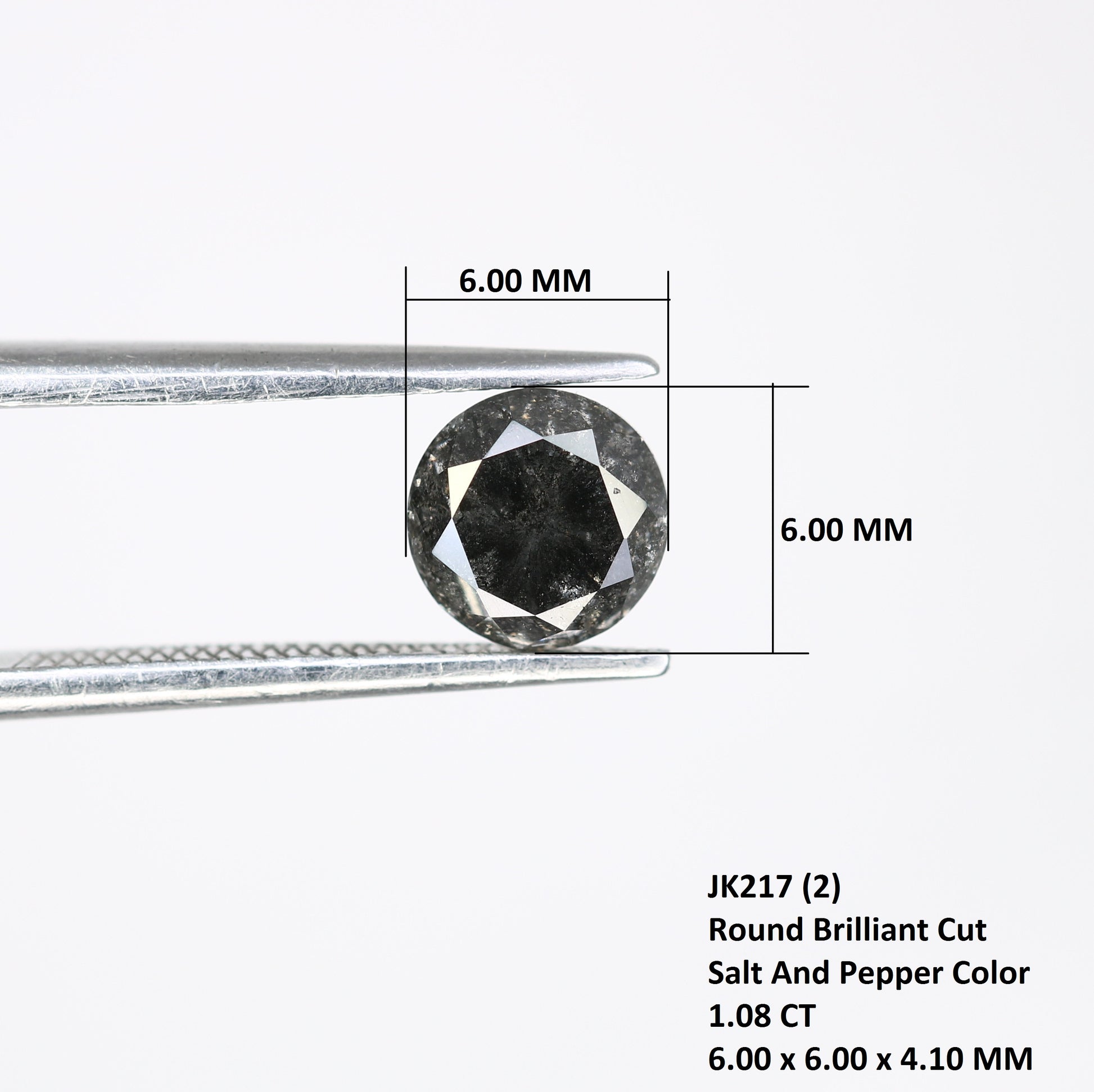1.08 CT Salt And Pepper Round Brilliant Cut Diamond For Engagement Ring - JayKrishna Diamond