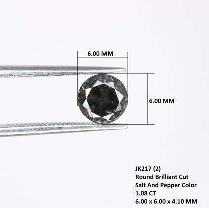 1.08 CT Salt And Pepper Round Brilliant Cut Diamond For Engagement Ring - JayKrishna Diamond