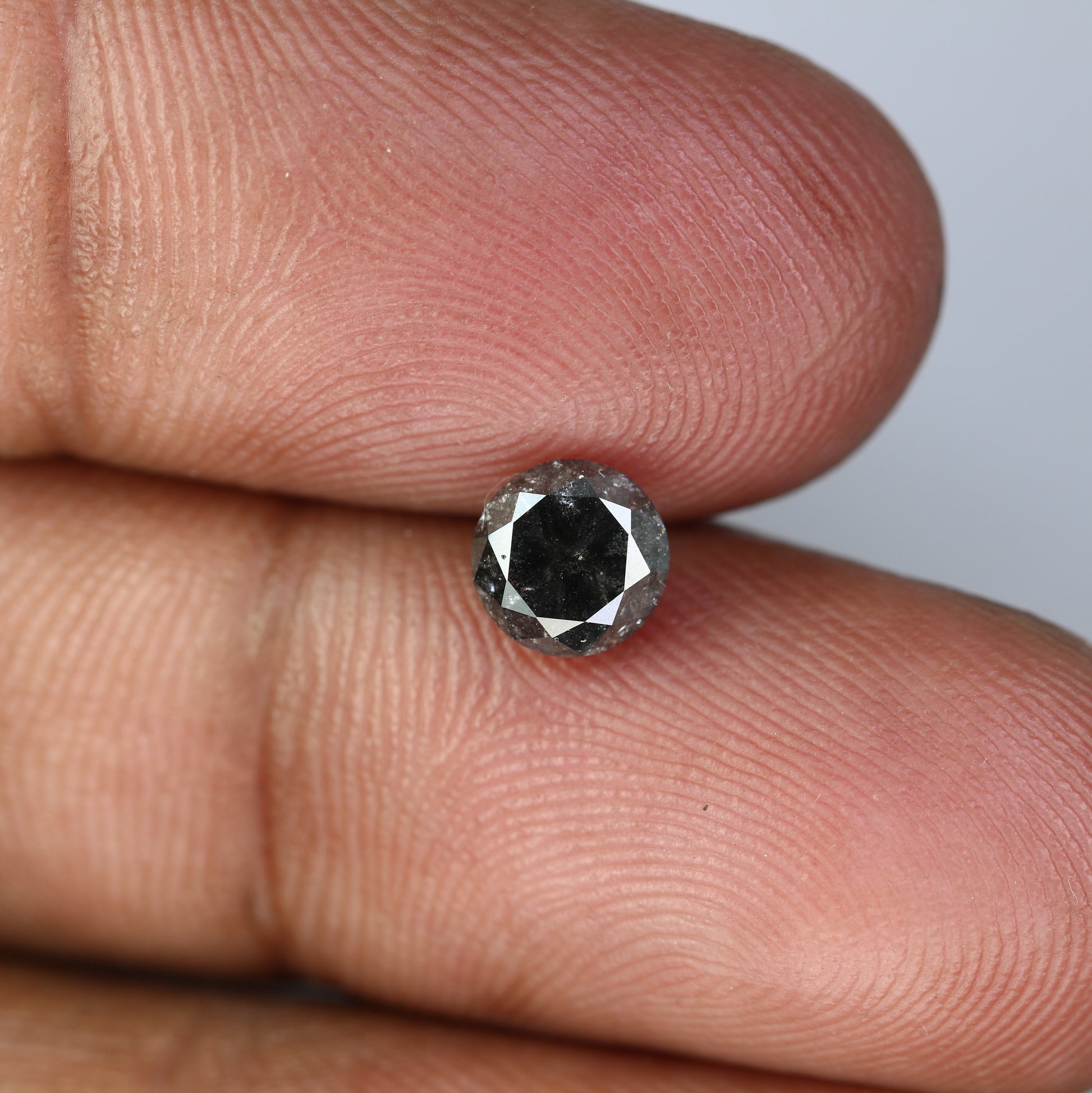 1.08 CT Salt And Pepper Round Brilliant Cut Diamond For Engagement Ring - JayKrishna Diamond