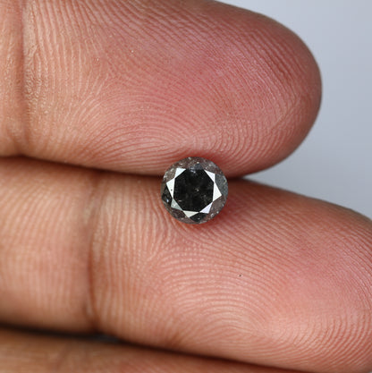 1.08 CT Salt And Pepper Round Brilliant Cut Diamond For Engagement Ring - JayKrishna Diamond