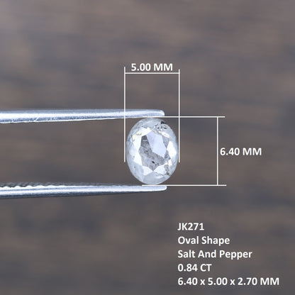 0.84 CT 6.40 MM Oval Cut Salt And Pepper Diamond For Wedding Ring - JayKrishna Diamond