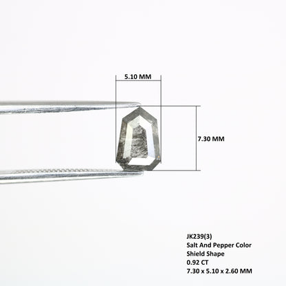 0.92 CT Salt And Pepper Shield Shaped 7.30 MM Diamond For Engagement Ring - JayKrishna Diamond