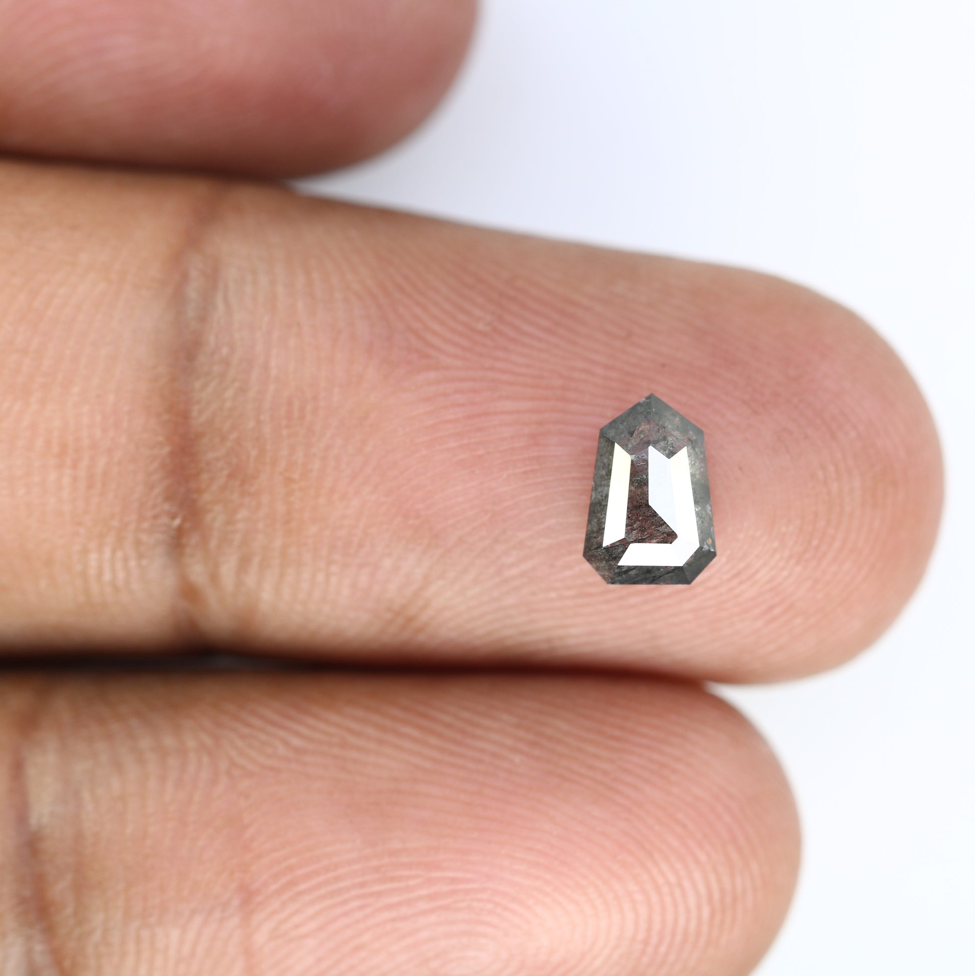 0.92 CT Salt And Pepper Shield Shaped 7.30 MM Diamond For Engagement Ring - JayKrishna Diamond
