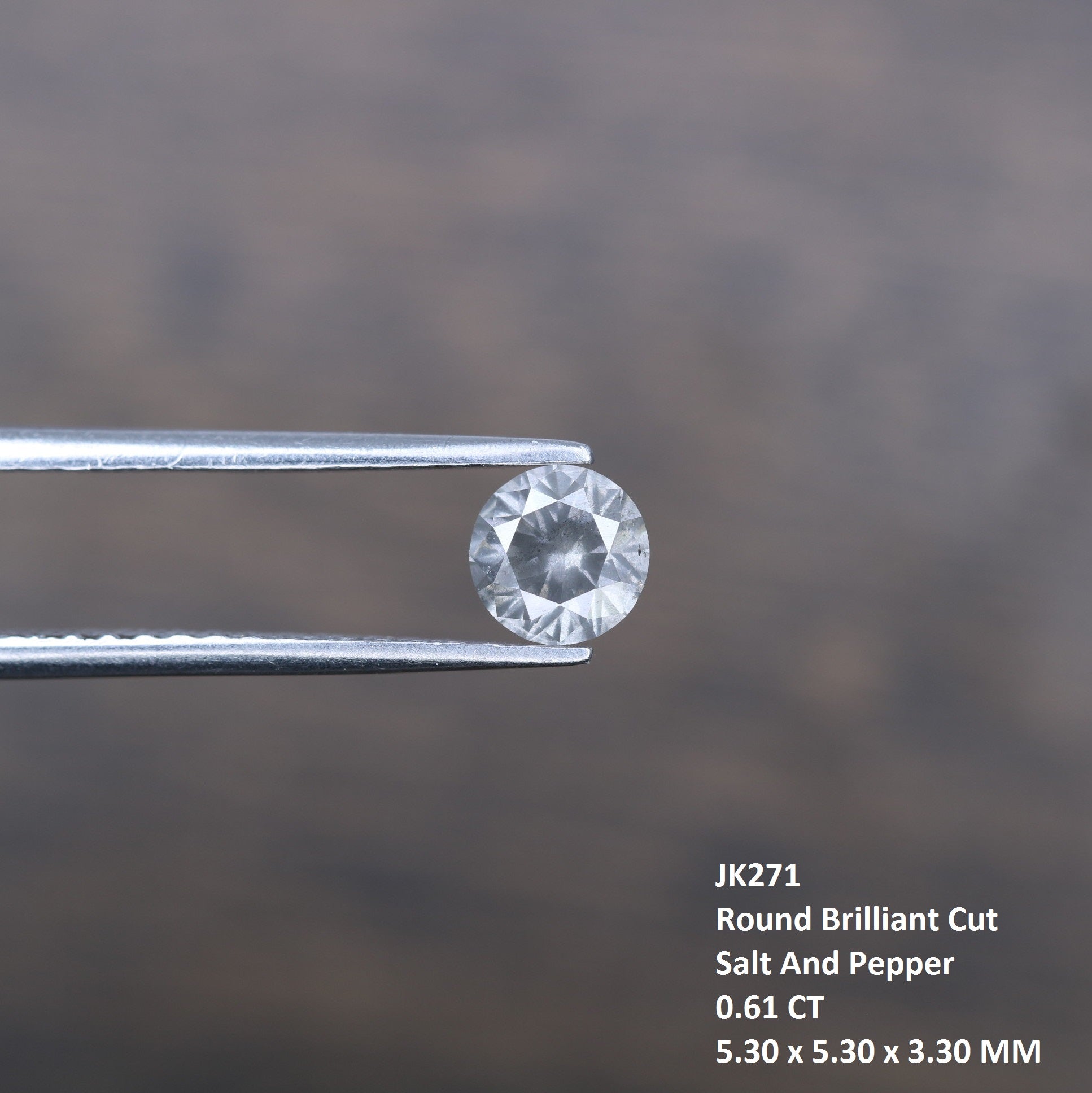 0.61 CT Natural Salt and Pepper Round Brilliant Cut Diamond (5.30 x 3.30 MM) for an Elegant Necklace: Unique Gemstone Jewelry - JayKrishna Diamond