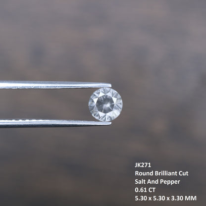 0.61 CT Natural Salt and Pepper Round Brilliant Cut Diamond (5.30 x 3.30 MM) for an Elegant Necklace: Unique Gemstone Jewelry - JayKrishna Diamond