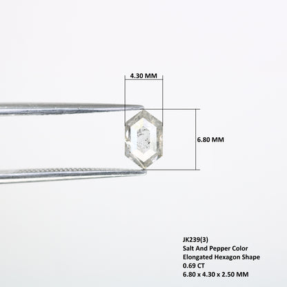 0.69 CT Salt And Pepper Elongated Hexagon Shape Diamond For Engagement Ring - JayKrishna Diamond