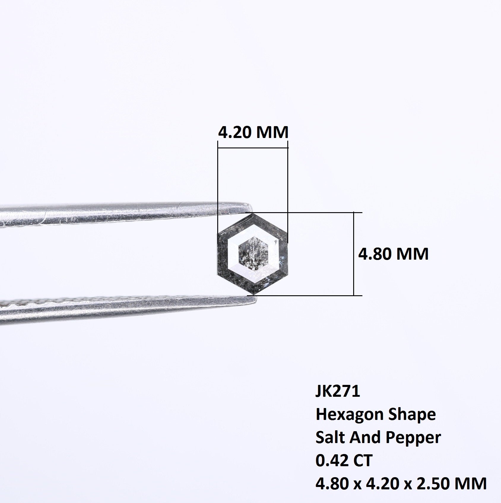 Unique 0.42 CT Hexagon Cut Salt & Pepper Diamond | Perfect for Engagement Rings - JayKrishna Diamond