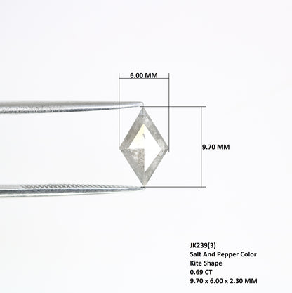 0.69 CT Kite Shape Salt And Pepper 9.70 MM Diamond For Wedding Ring - JayKrishna Diamond
