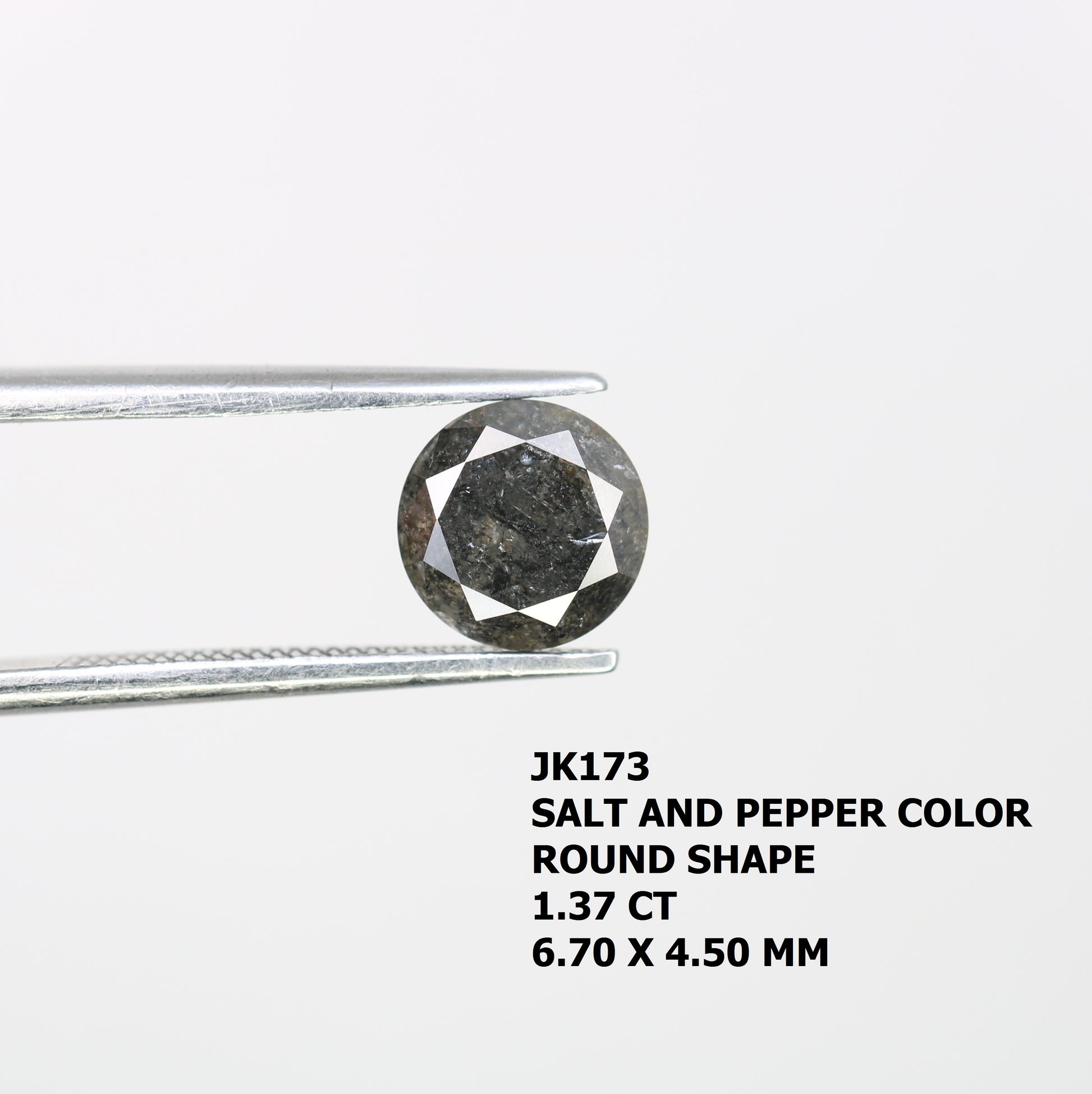 1.37 CT Natural Salt And Pepper Round Brilliant Cut Diamond For Engagement Ring - JayKrishna Diamond