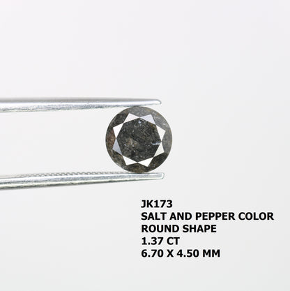 1.37 CT Natural Salt And Pepper Round Brilliant Cut Diamond For Engagement Ring - JayKrishna Diamond