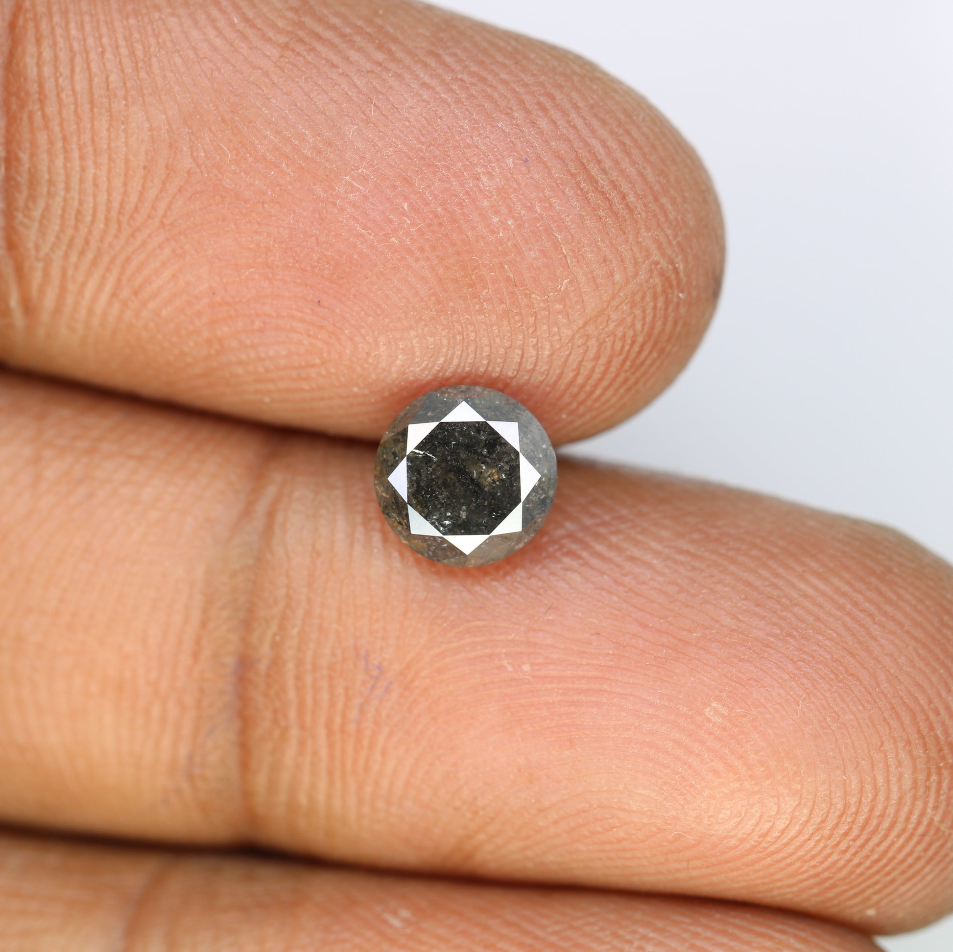 1.37 CT Natural Salt And Pepper Round Brilliant Cut Diamond For Engagement Ring - JayKrishna Diamond
