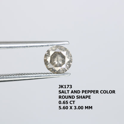 0.65 CT Salt and Pepper Loose Round Brilliant Cut Diamond for Engagement Ring - Unique Gemstone for Custom Bridal Jewelry - JayKrishna Diamond