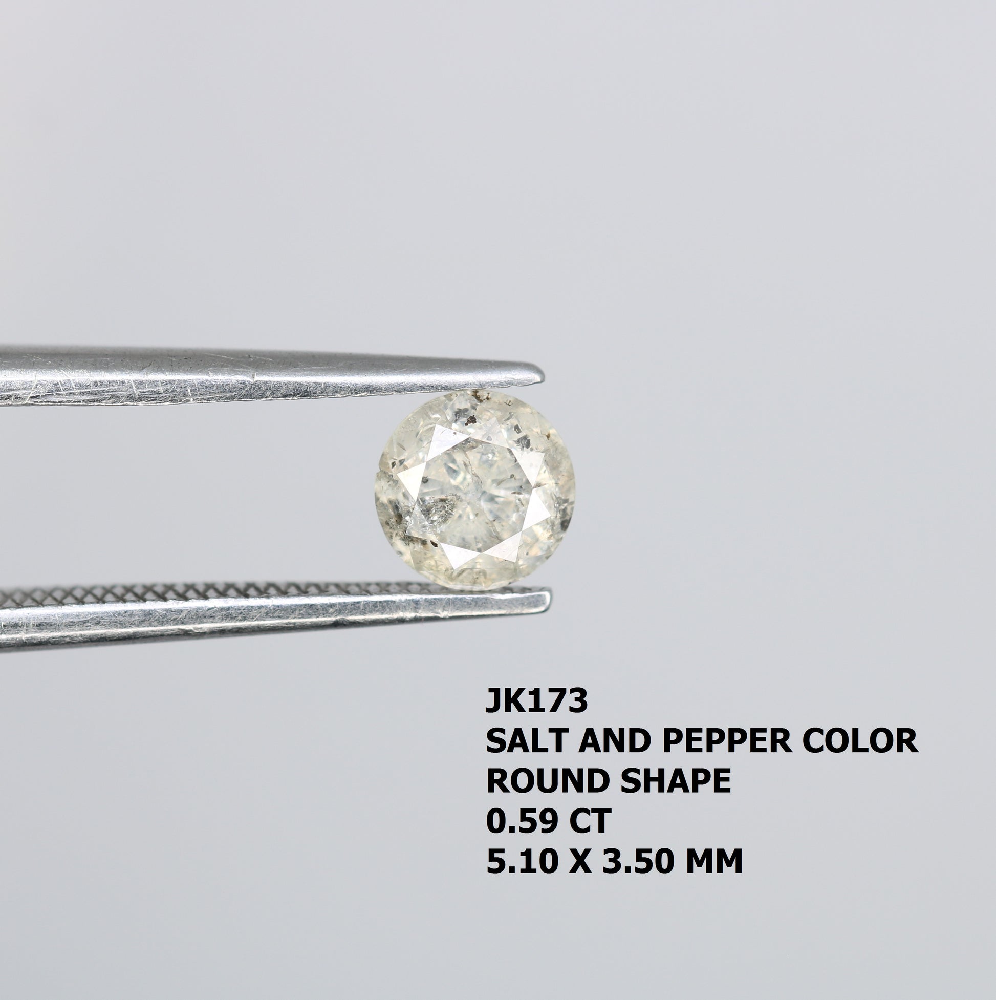 0.59 CT Natural Round Brilliant Cut Salt and Pepper Diamond – Elegant Loose Gem for Unique Engagement Rings - JayKrishna Diamond