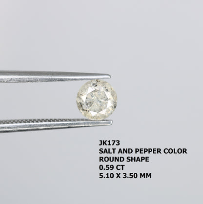 0.59 CT Natural Round Brilliant Cut Salt and Pepper Diamond – Elegant Loose Gem for Unique Engagement Rings - JayKrishna Diamond