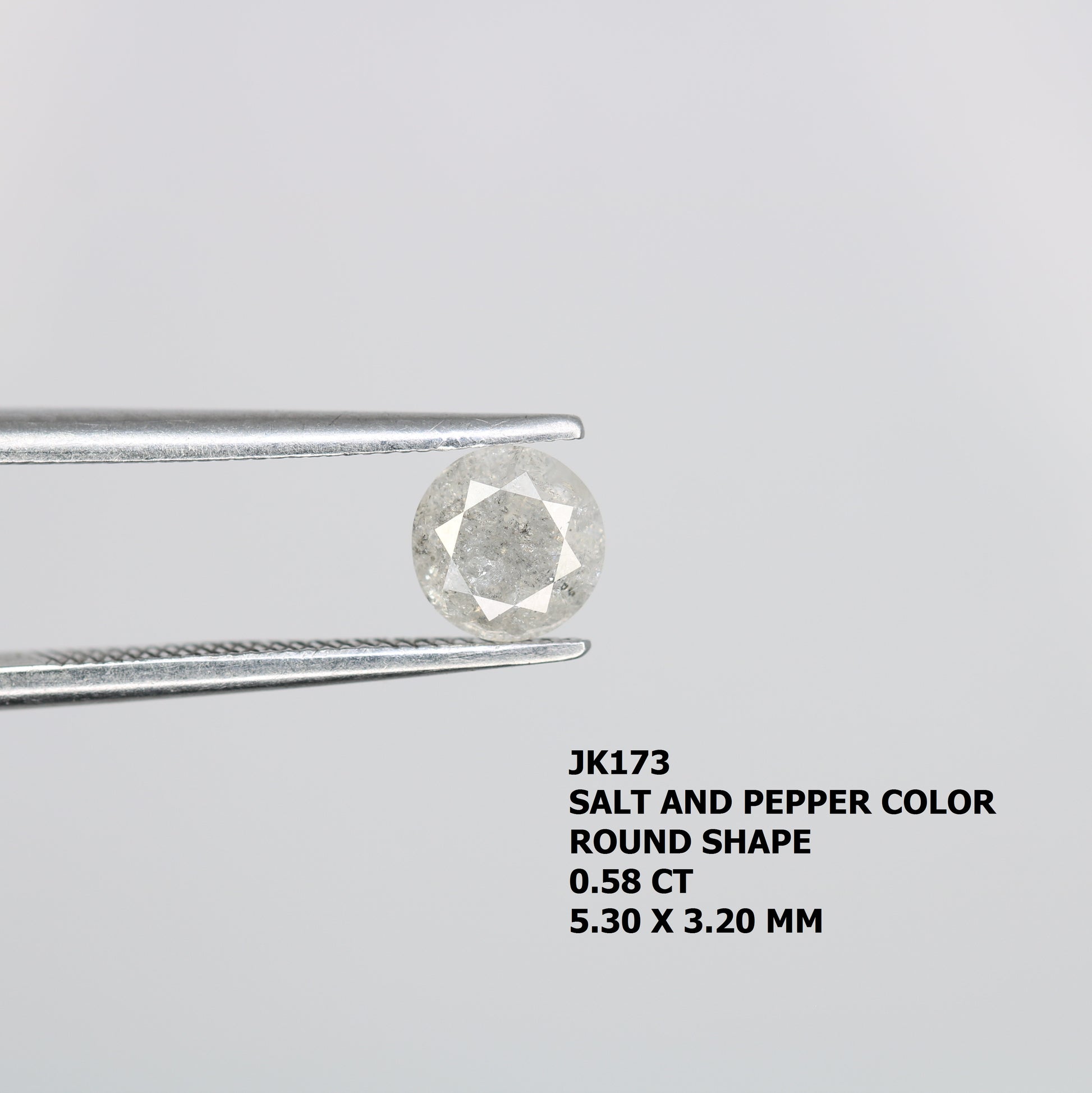 0.58 CT Round Brilliant Cut Natural Salt and Pepper Diamond – Elegant Loose Gem for Unique Engagement Rings - JayKrishna Diamond
