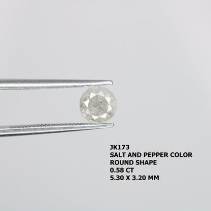 0.58 CT Round Brilliant Cut Natural Salt and Pepper Diamond – Elegant Loose Gem for Unique Engagement Rings - JayKrishna Diamond