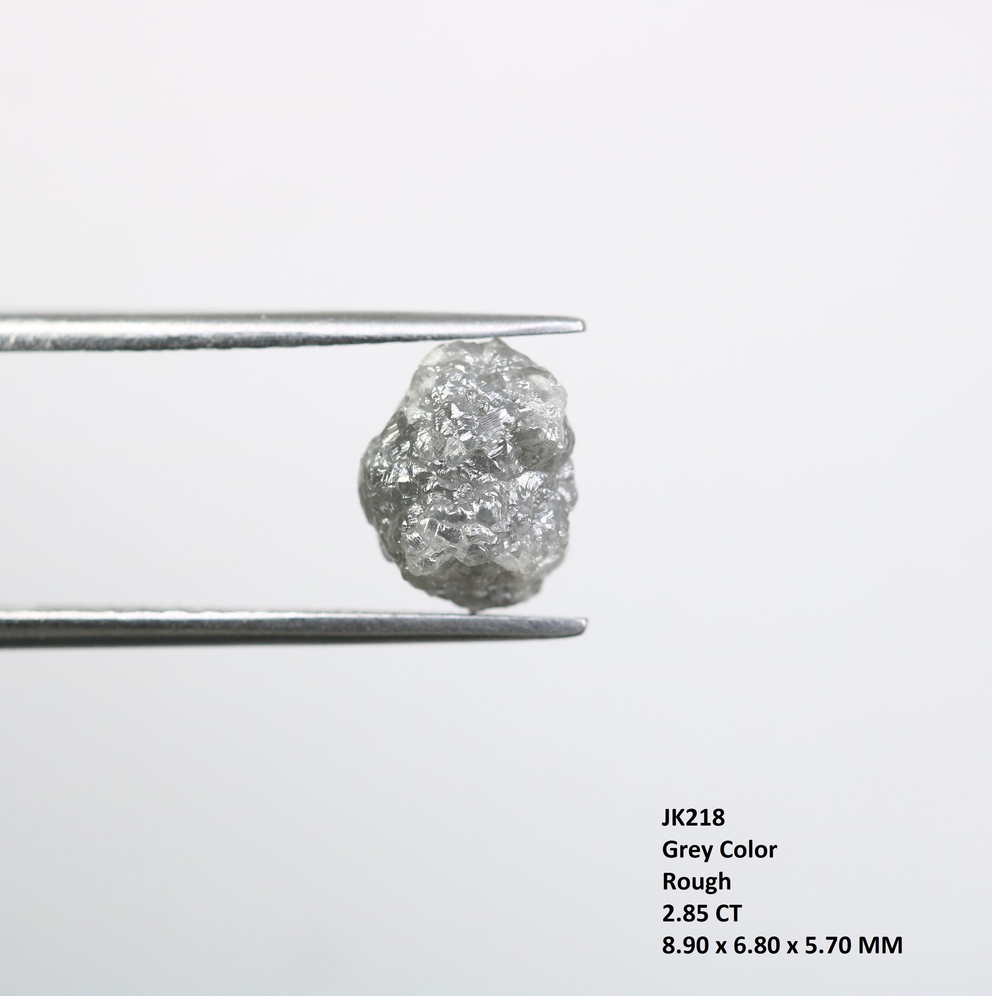 2.85 CT Uncut Rough Raw Grey Diamond For Engagement Ring - JayKrishna Diamond