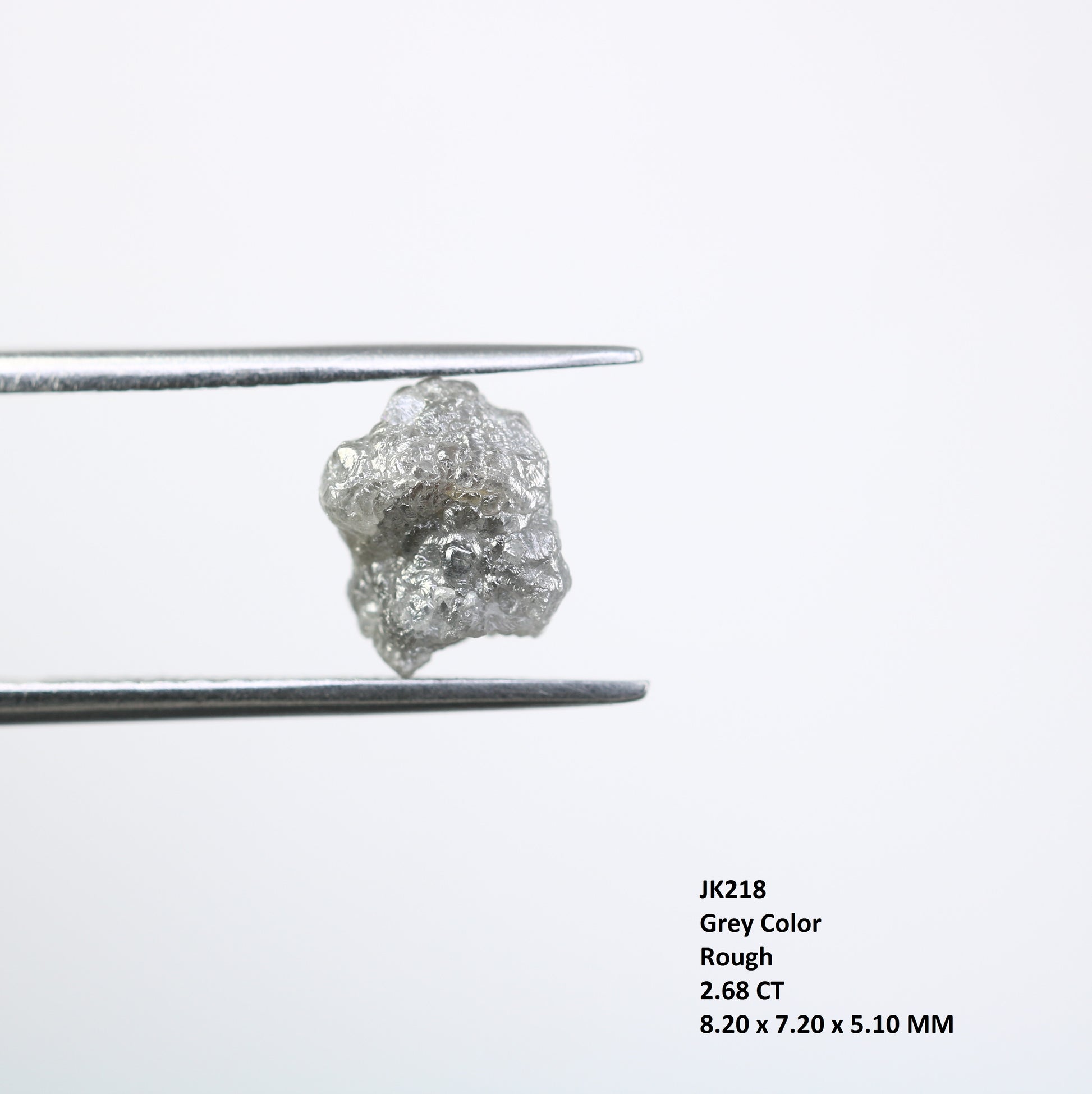 2.68 CT Irregular Cut Rough Grey Raw Diamond For Engagement Ring - JayKrishna Diamond