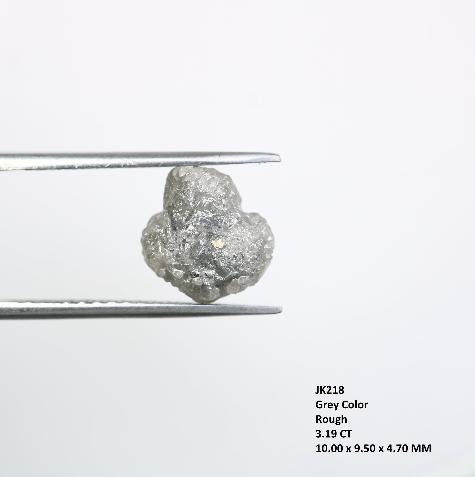 3.19 CT Rough Irregular Cut Grey Raw Diamond For Engagement Ring - JayKrishna Diamond