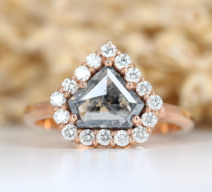 Loose Salt and Pepper Diamond Shape Rose Gold Engagement Ring - JayKrishna Diamond