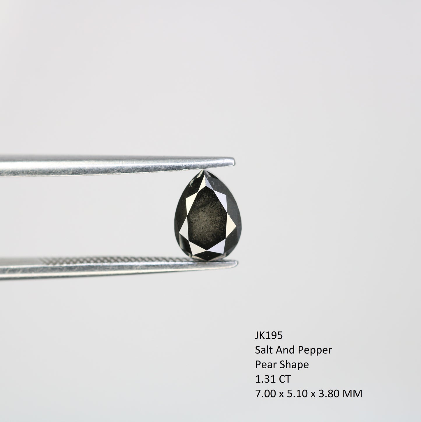 1.31 Carat Natural Loose Salt And Pepper Pear Shape Diamond For Engagement Ring - JayKrishna Diamond