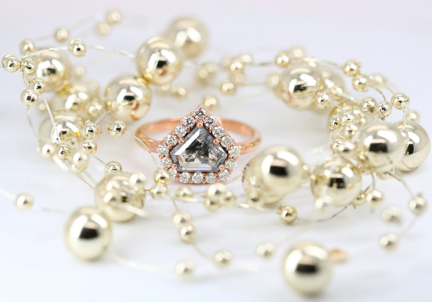 Loose Salt and Pepper Diamond Shape Rose Gold Engagement Ring - JayKrishna Diamond