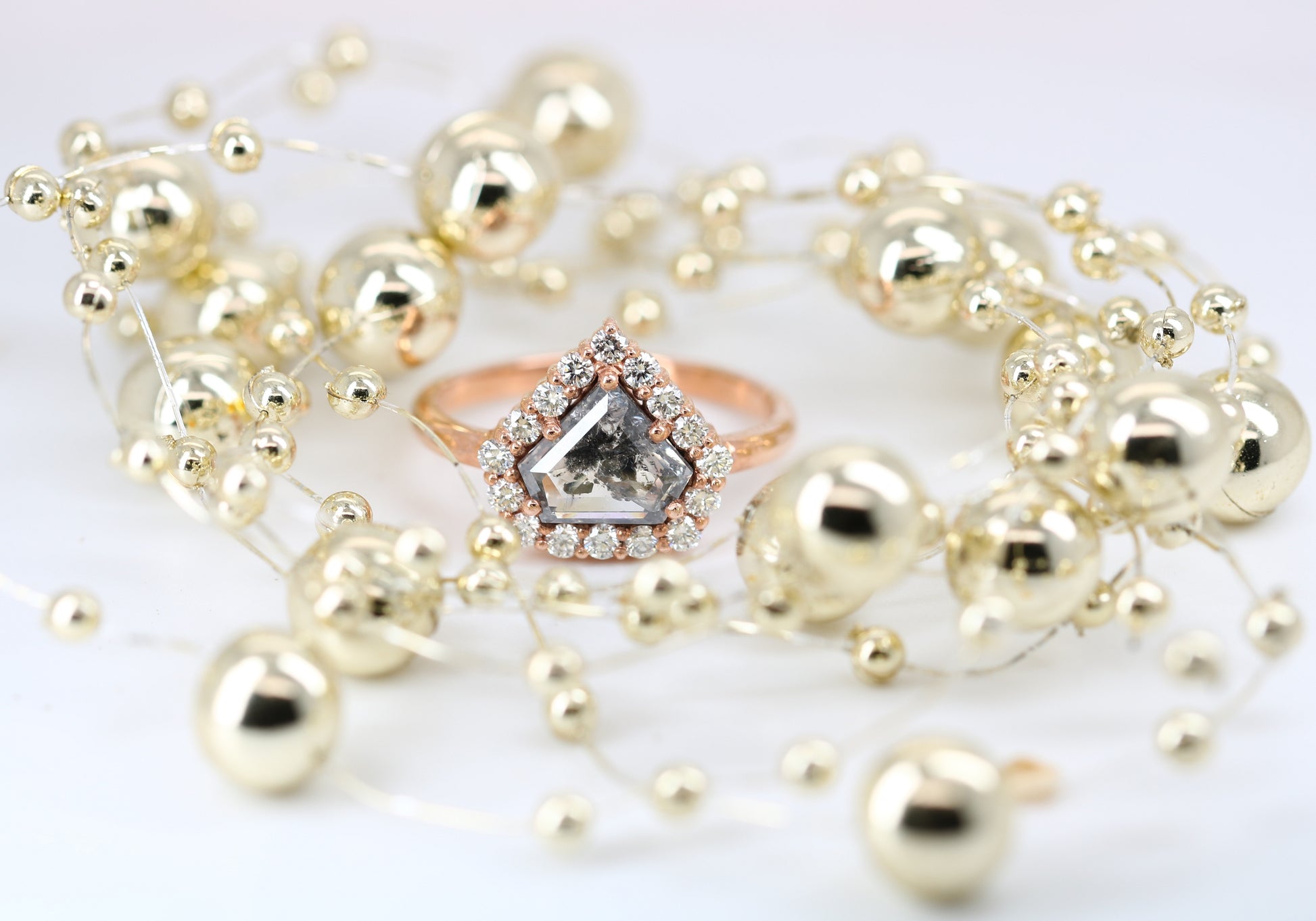 Loose Salt and Pepper Diamond Shape Rose Gold Engagement Ring - JayKrishna Diamond