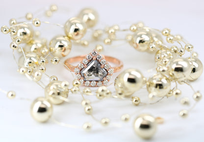 Loose Salt and Pepper Diamond Shape Rose Gold Engagement Ring - JayKrishna Diamond