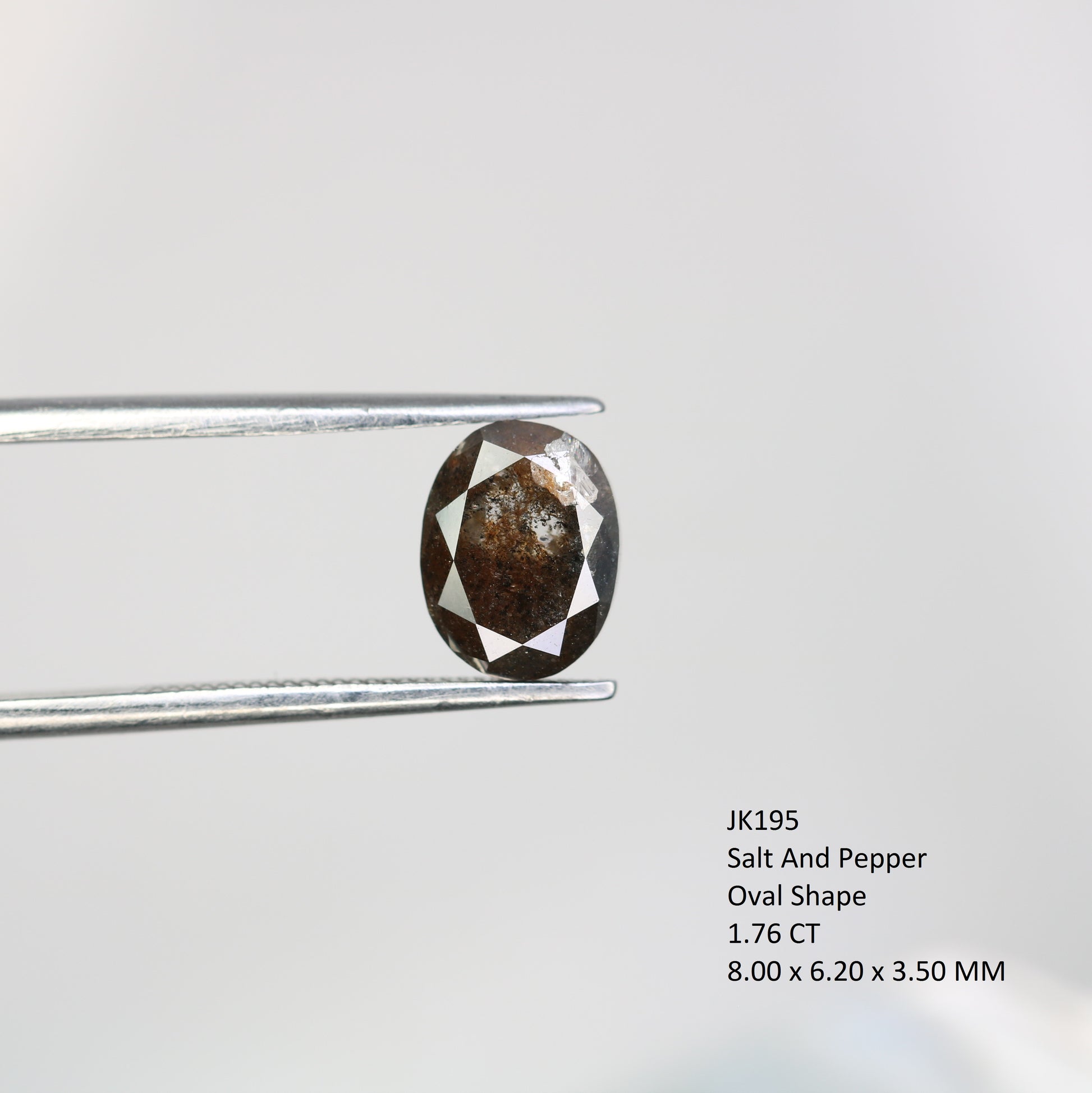 1.76 Carat Oval Shape Loose Salt And Pepper Diamond For Wedding Ring - JayKrishna Diamond