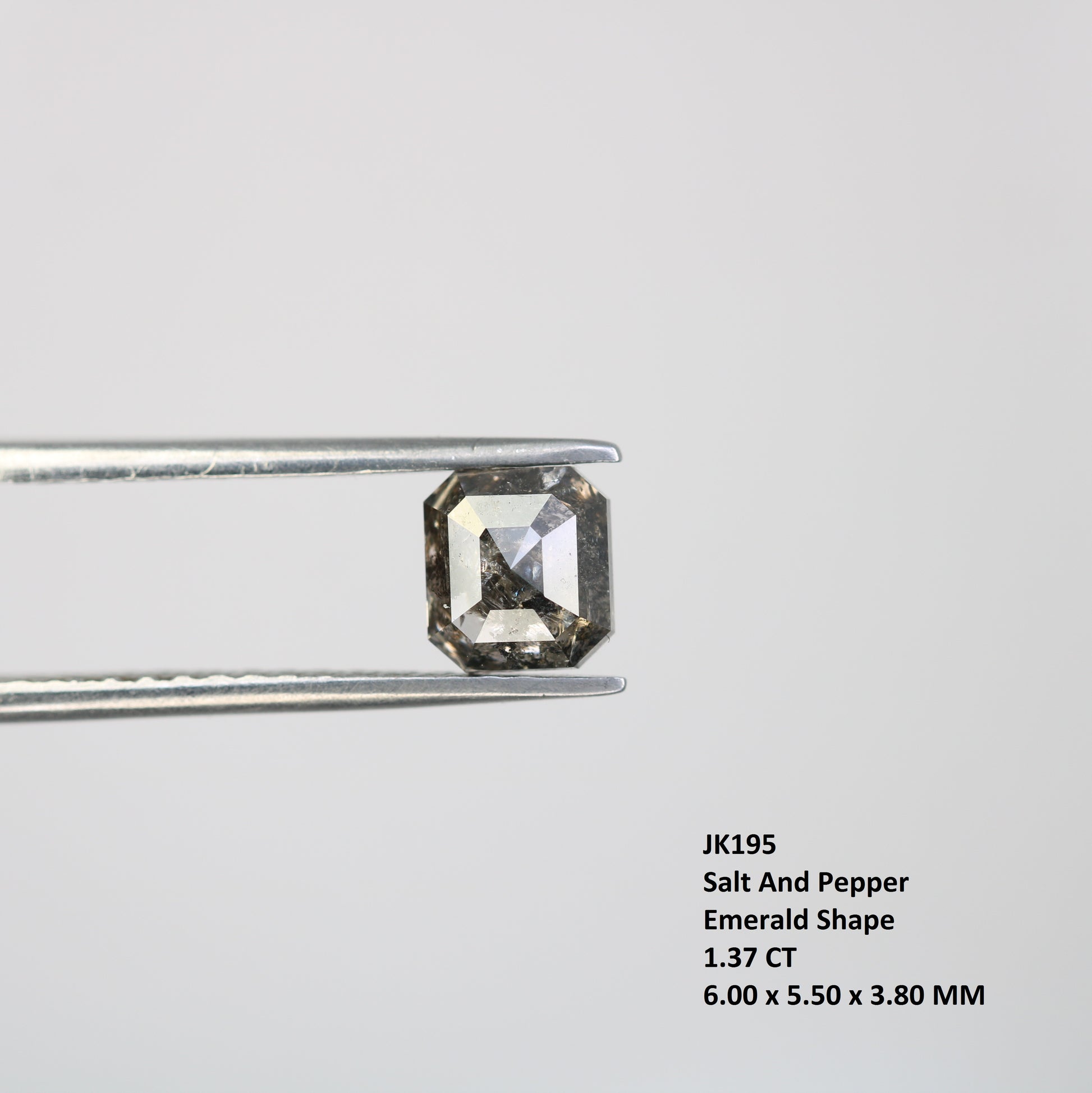 1.37 CT Salt And Pepper Emerald Shape Diamond For Engagement Ring - JayKrishna Diamond