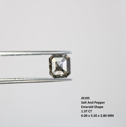 1.37 CT Salt And Pepper Emerald Shape Diamond For Engagement Ring - JayKrishna Diamond