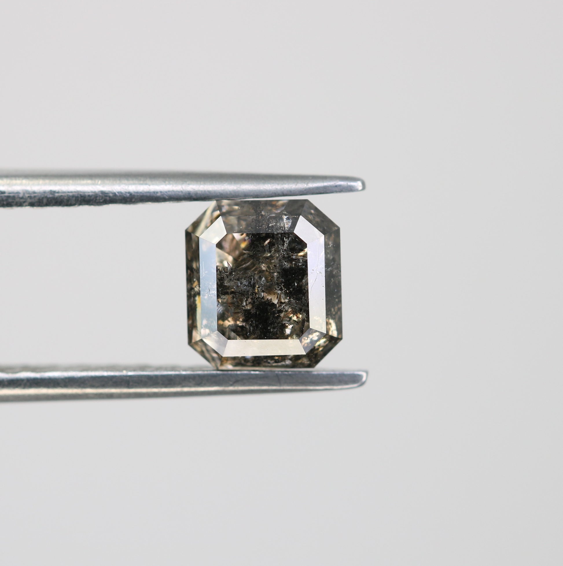1.37 CT Salt And Pepper Emerald Shape Diamond For Engagement Ring - JayKrishna Diamond