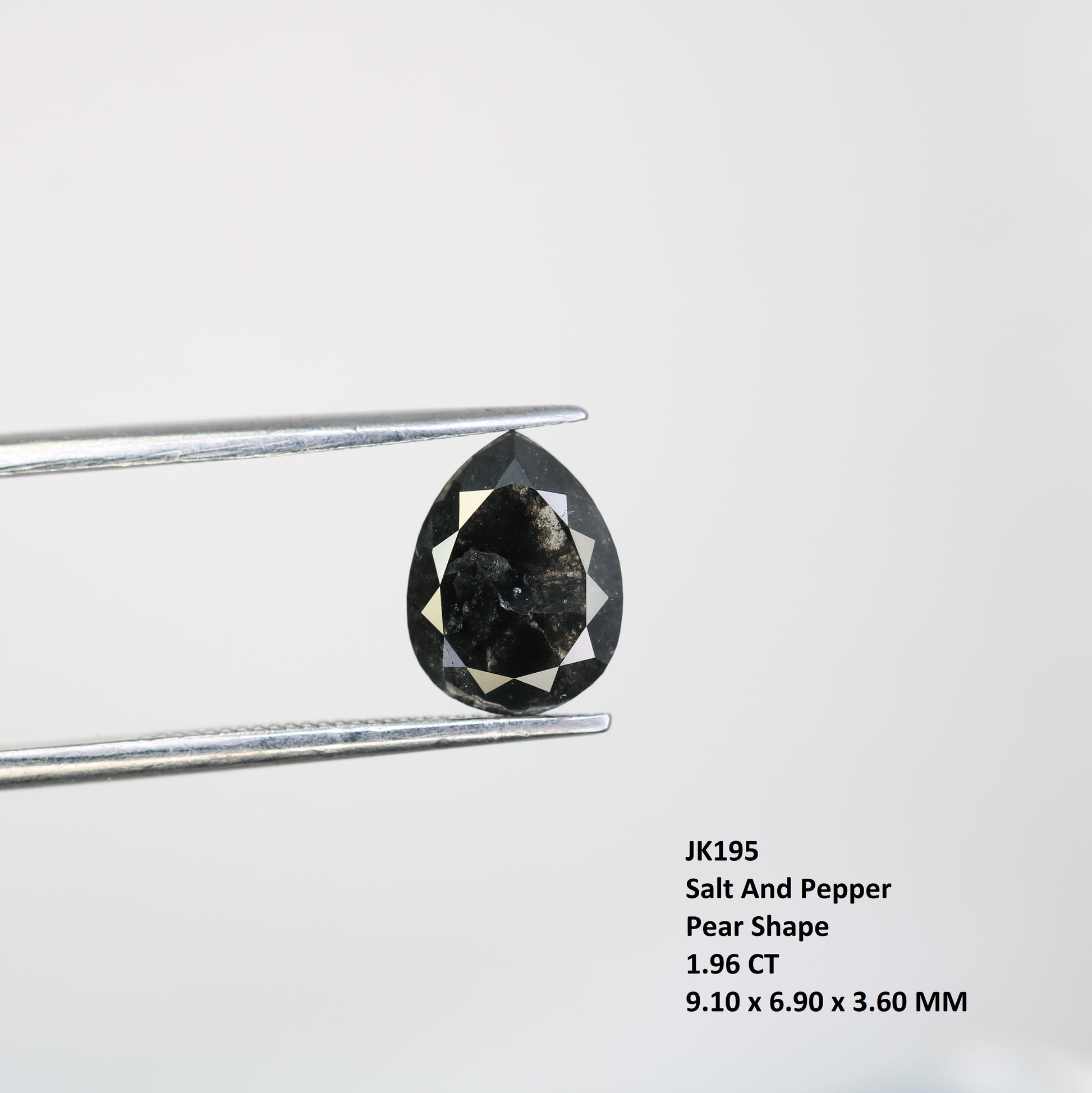 1.96 CT Pear Cut Diamond Salt And Pepper Diamond For Engagement Ring - JayKrishna Diamond
