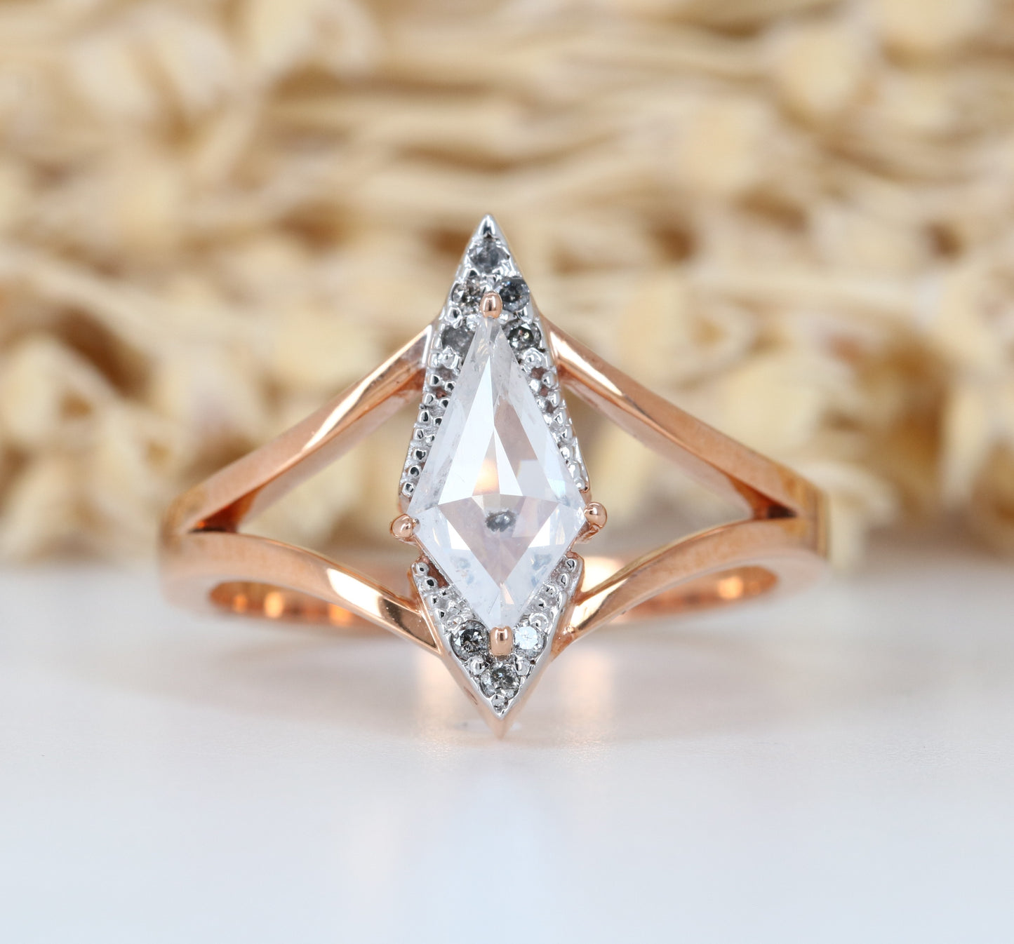 Kite Shape White Milky Diamond Engagement Ring For her - JayKrishna Diamond