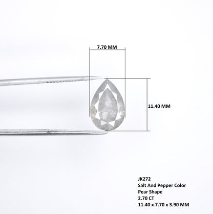 2.70 CT Unique Pear Shape Salt And Pepper Diamond For Wedding Anniversary Ring - JayKrishna Diamond