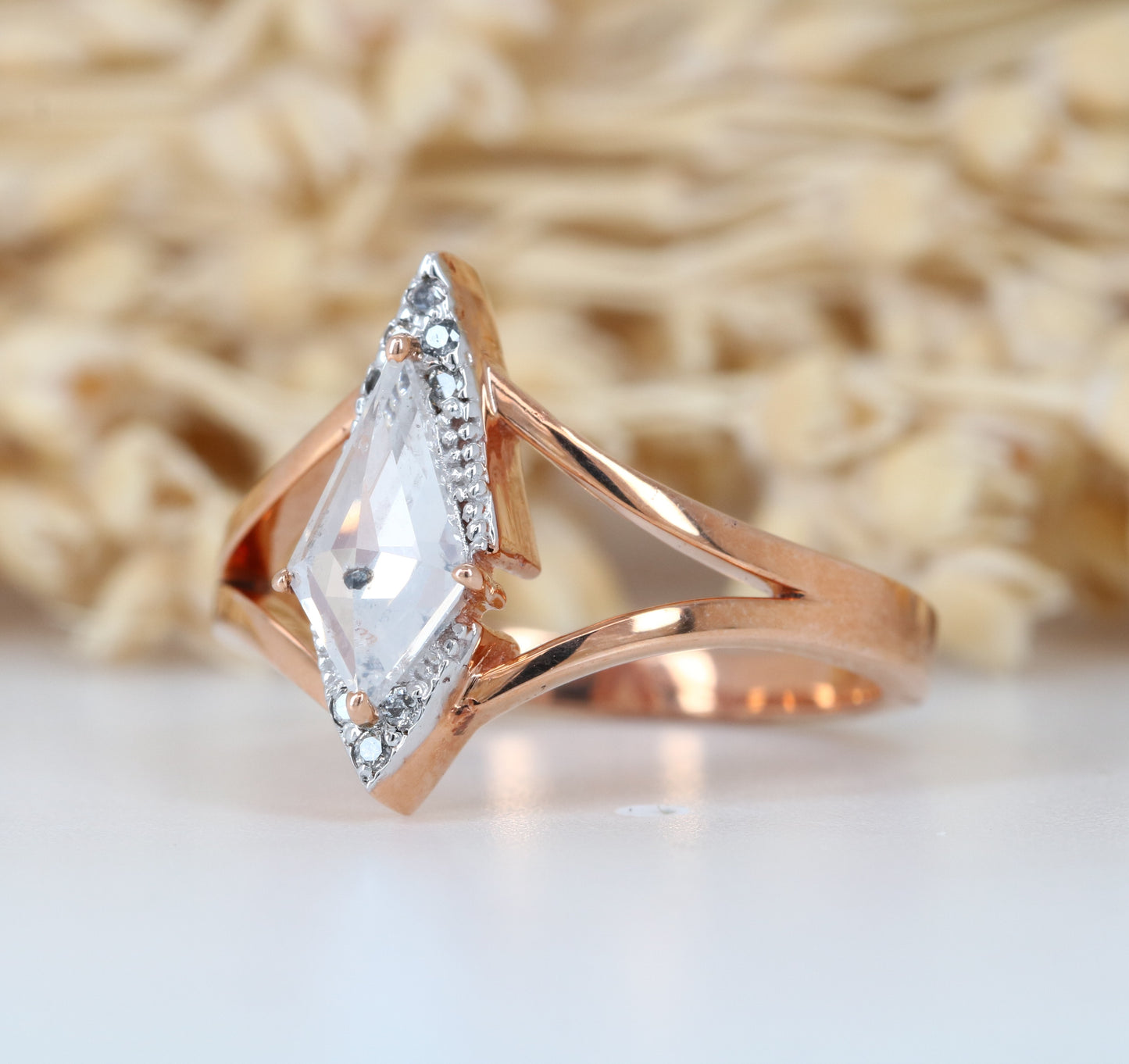 Kite Shape White Milky Diamond Engagement Ring For her - JayKrishna Diamond