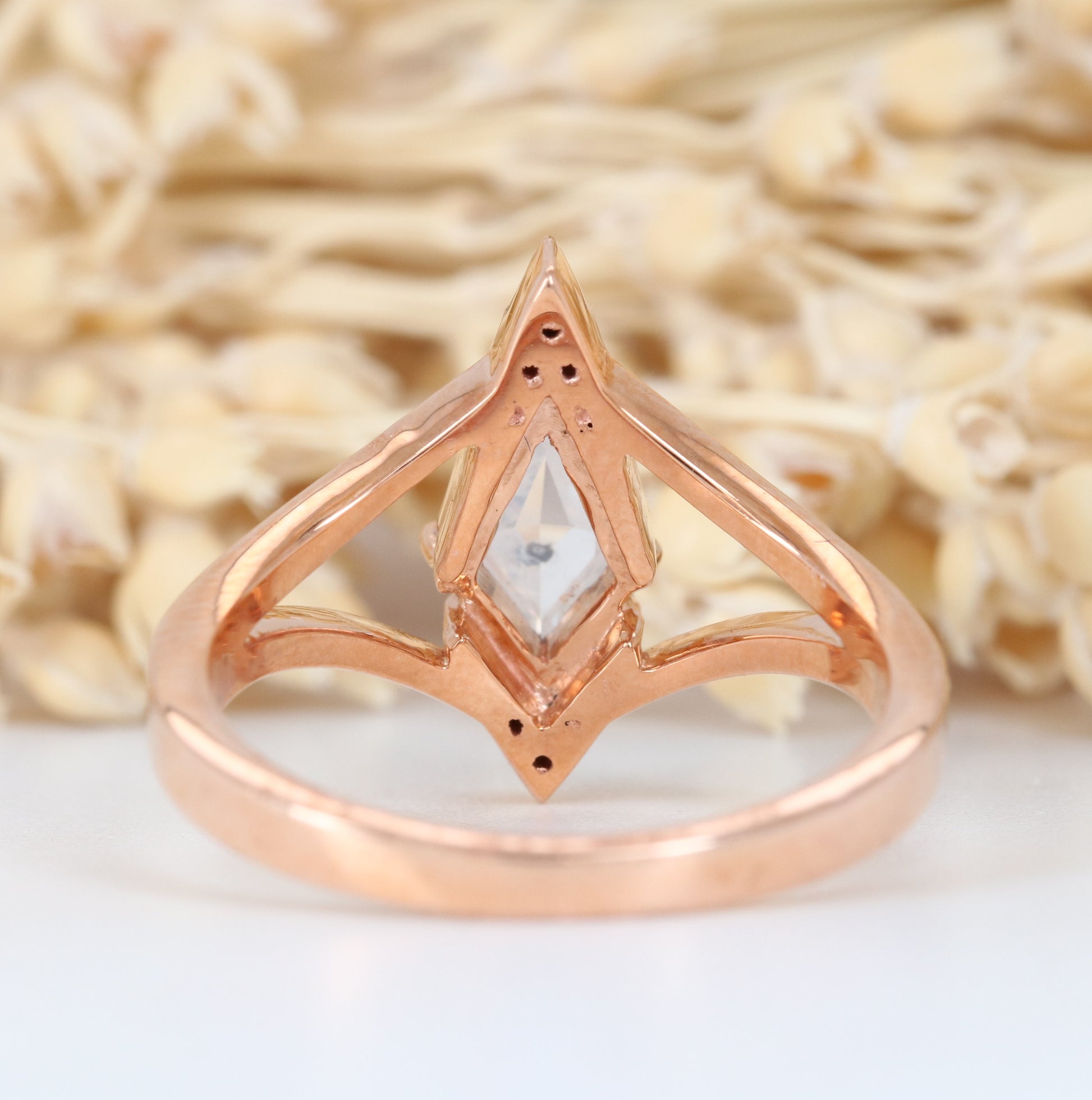 Kite Shape White Milky Diamond Engagement Ring For her - JayKrishna Diamond