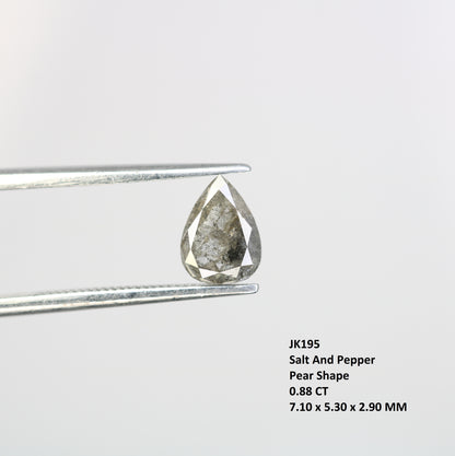 0.88 CT Salt And Pepper Pear Cut Natural Diamond For Engagement Ring - JayKrishna Diamond