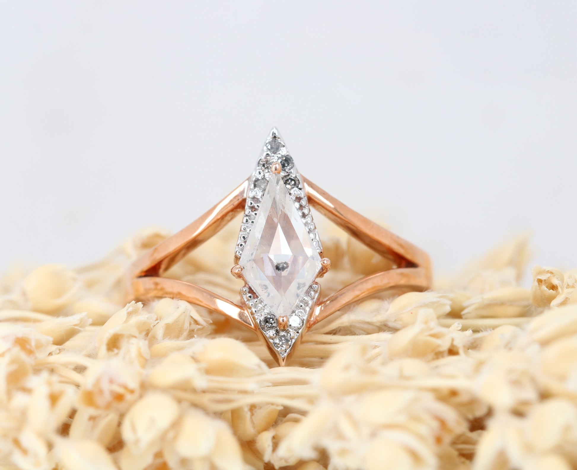 Kite Shape White Milky Diamond Engagement Ring For her - JayKrishna Diamond