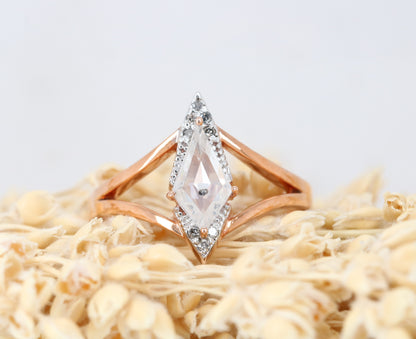 Kite Shape White Milky Diamond Engagement Ring For her - JayKrishna Diamond