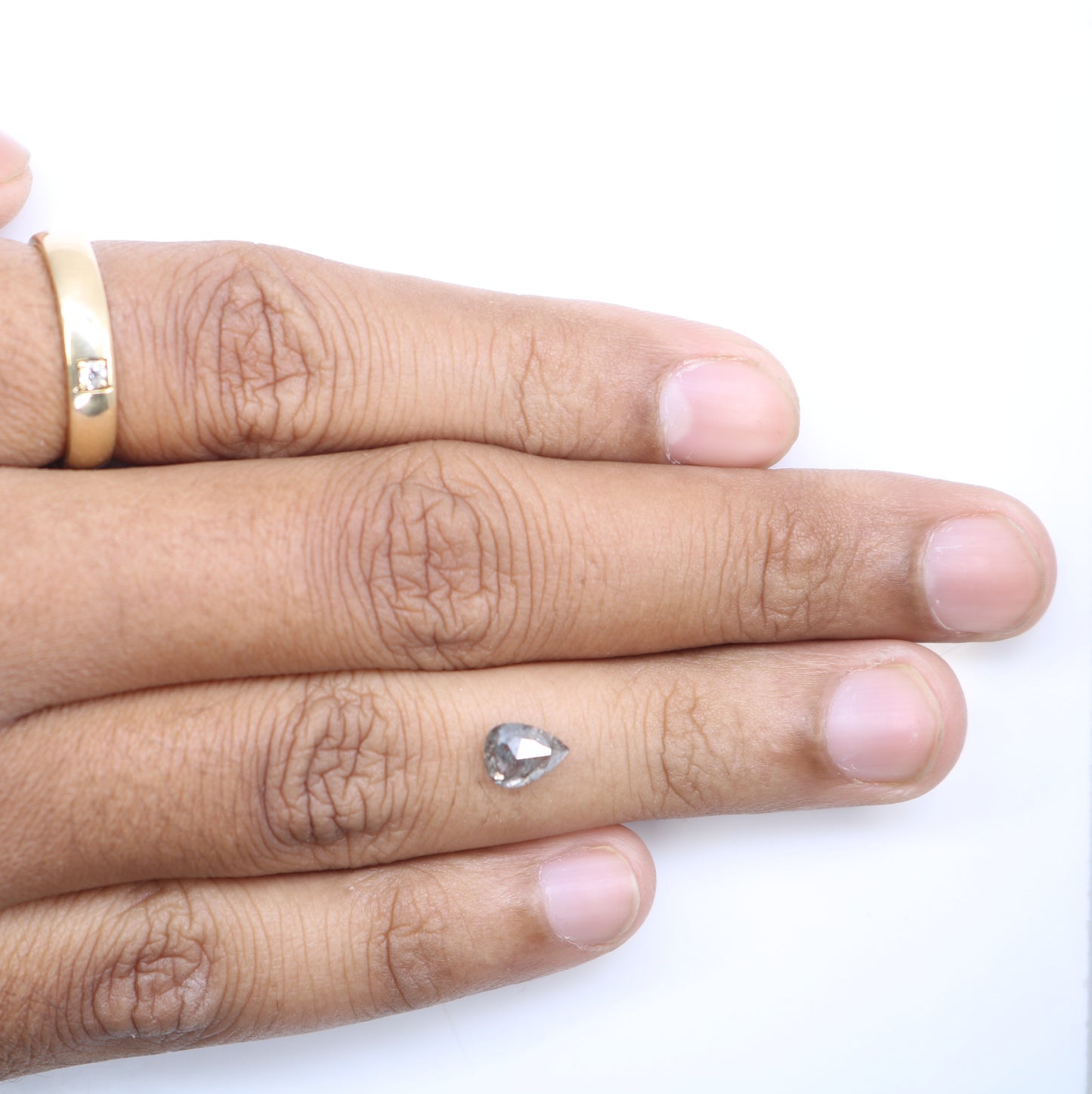 0.88 CT Salt And Pepper Pear Cut Natural Diamond For Engagement Ring - JayKrishna Diamond
