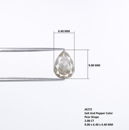 2.08 CT Natural Salt And Pepper Fancy Pear Shape Diamond For Wedding Ring - JayKrishna Diamond
